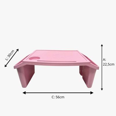 Kit 3 Bandeja Mesa Colo Apoio Comer Refeição Cama Suporte Notebook Rosa