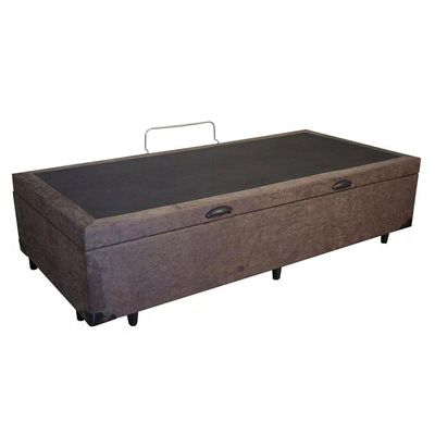 Cama Box Baú Solteiro Suede Serene Marrom 88x188x44