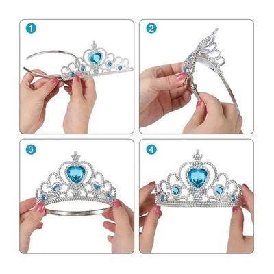 Kit Princesa Do Gelo Com Tiara, Varinha E Trança