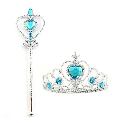 Kit Princesa Do Gelo Com Tiara, Varinha E Trança