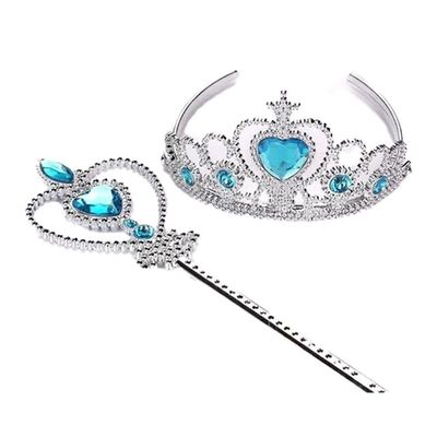 Kit Princesa Do Gelo Com Tiara, Varinha E Trança