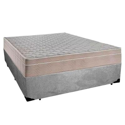 Cama Box Casal Suede + Colchão Serene Molas Ensacadas 138x188x65 Cinza