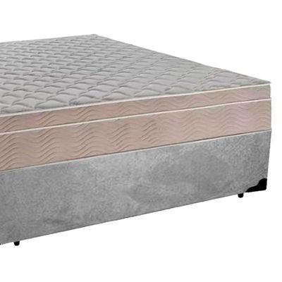 Cama Box Casal Suede + Colchão Serene Molas Ensacadas 138x188x65 Cinza