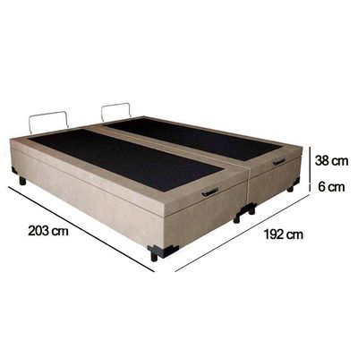 Cama Box Baú King Bipartido Suede Serene Bege 192x203x44