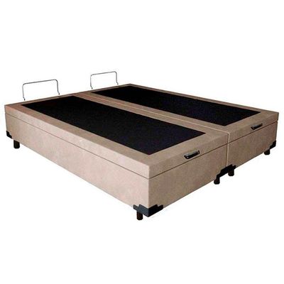 Cama Box Baú King Bipartido Suede Serene Bege 192x203x44