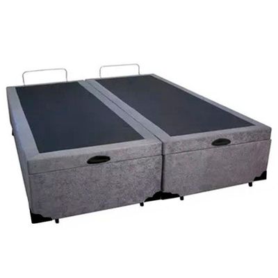 Cama Box Baú Queen Bipartido Suede Serene Cinza 158x198x44