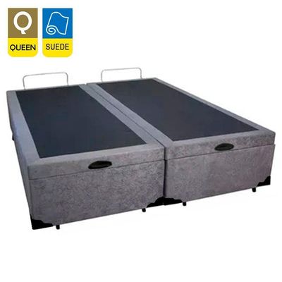 Cama Box Baú Queen Bipartido Suede Serene Cinza 158x198x44