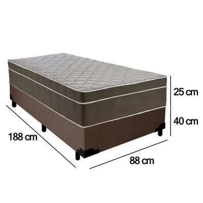 Cama Box Suede Solteiro + Colchão Serene Molas Ensacadas 88x188x65 Marrom