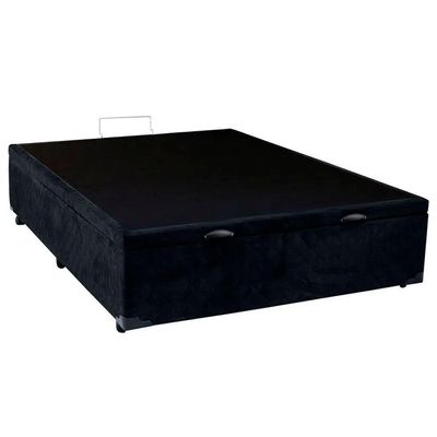 Cama Box Baú Casal Suede Serene Preto 138x188x44