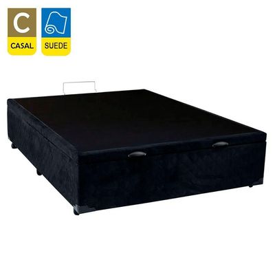 Cama Box Baú Casal Suede Serene Preto 138x188x44