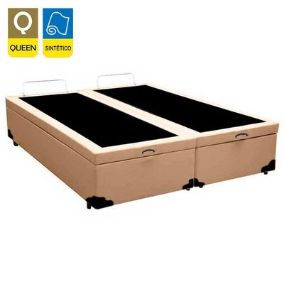Cama Box Baú Queen Bipartido Sintético Serene Bege 158x198x44