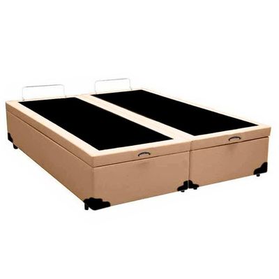 Cama Box Baú Queen Bipartido Sintético Serene Bege 158x198x44
