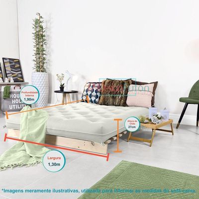 Futon Casal Tokio Sofa Cama Branco Off Acquablock Com Madeira Maciça