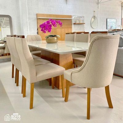 Sala De Jantar Mesa Amstedã Com 8 Cadeiras - Art Salas