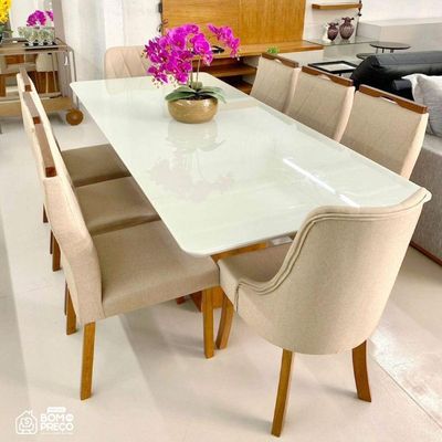Sala De Jantar Mesa Amstedã Com 8 Cadeiras - Art Salas