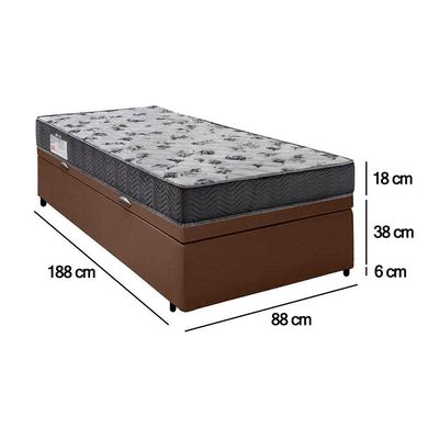 Cama Box Baú Solteiro Sintético + Colchão De Espuma D33 Serene 88cm Marrom