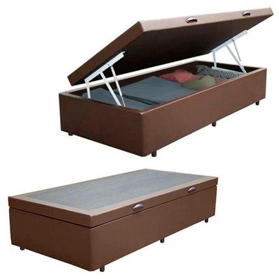 Cama Box Baú Solteiro Sintético + Colchão De Espuma D33 Serene 88cm Marrom