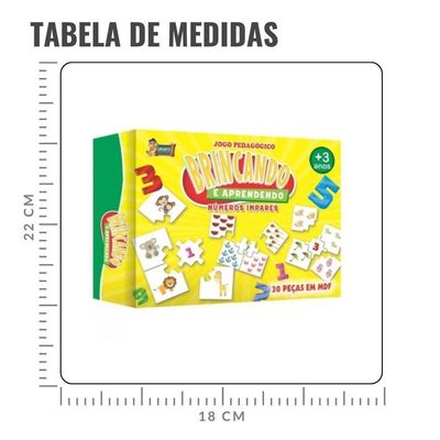 Jogo Pedagógico Aprendendo Números ímpares - 30 Peças