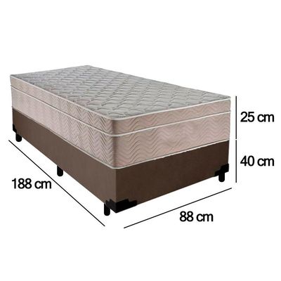 Cama Box Suede Solteiro + Colchão Serene Molas Ensacadas 88x188x65 Cor:marrom
