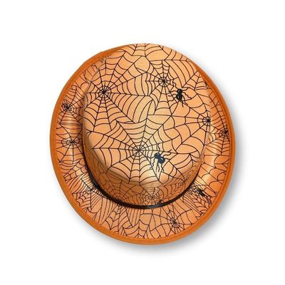 Cartola Laranja Com Teia De Aranha Para Fantasias