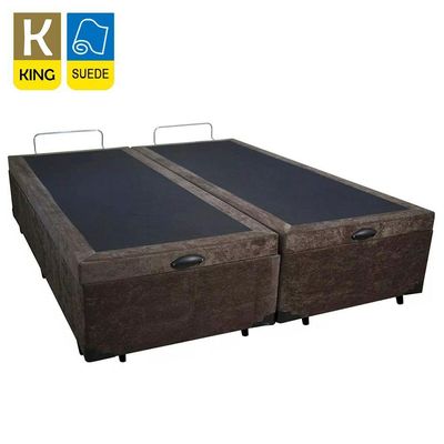 Cama Box Baú King Bipartido Suede Serene Marrom 192x203x44
