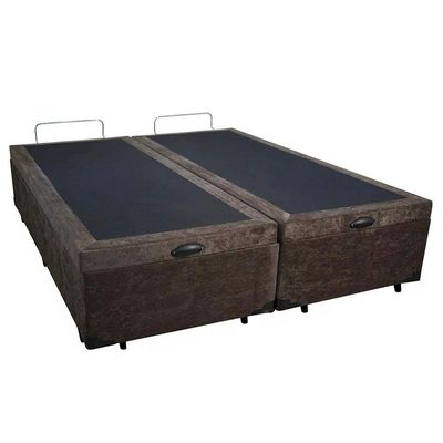 Cama Box Baú King Bipartido Suede Serene Marrom 192x203x44