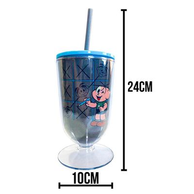 Taça Com Canudo Turma Da Mônica Cebolinha Travesso - 600ml