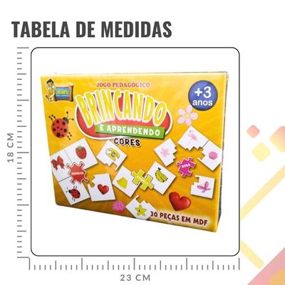 Jogo Pedagógico Brincando E Aprendendo Cores - 30 Peças