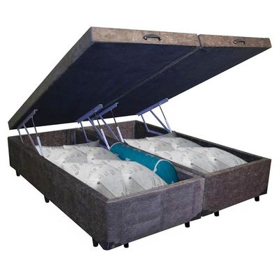 Cama Box Baú Queen Bipartido Suede Serene Marrom 158x198x44