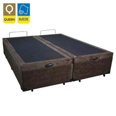 Cama Box Baú Queen Bipartido Suede Serene Marrom 158x198x44
