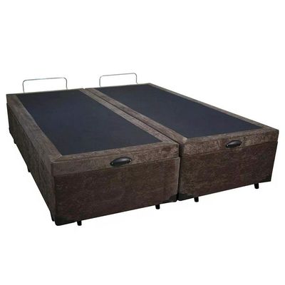 Cama Box Baú Queen Bipartido Suede Serene Marrom 158x198x44