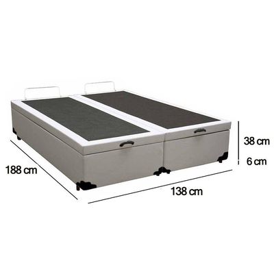 Cama Box Baú Casal Bipartido Sintético Serene Branco 138x188x44