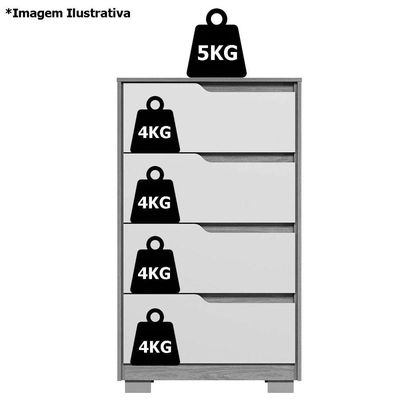 Cômoda 4 Gavetas Usinadas  Sara Cinamomo/off White