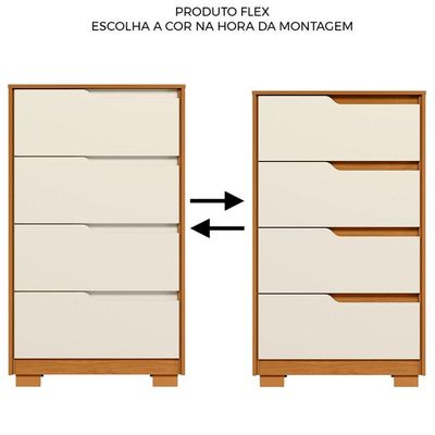 Cômoda 4 Gavetas Usinadas  Sara Cinamomo/off White