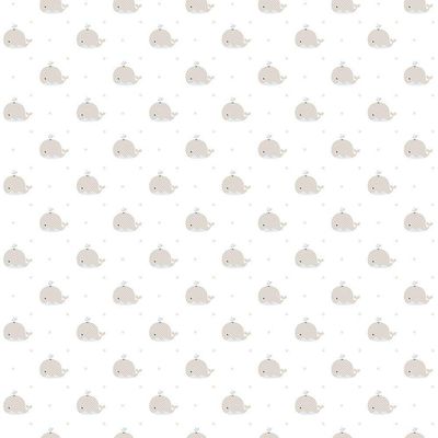 Papel De Parede Lullaby Baleia Bege 2233 - Rolo 10m X 0,53m
