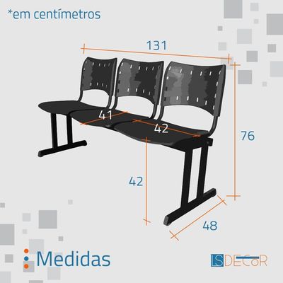 Cadeira Iso Pp Rp Longarina 3 Lugares Color Verde