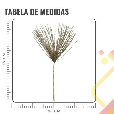Galho Decorativo Dourado Folhas Glitter Enfeite Natal - 59cm