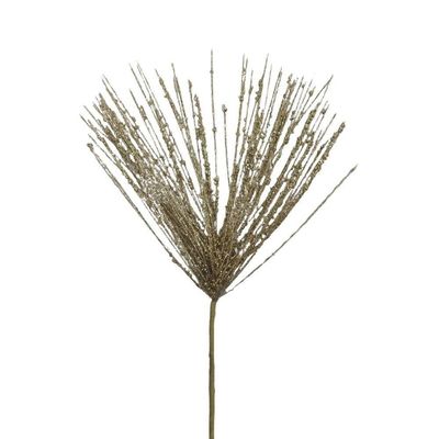 Galho Decorativo Dourado Folhas Glitter Enfeite Natal - 59cm