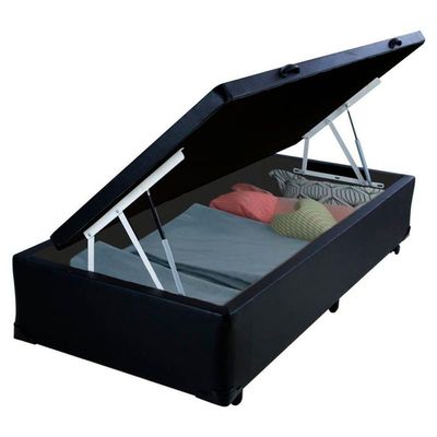 Cama Box Baú Solteiro Sintético Serene Preto 88x188x44