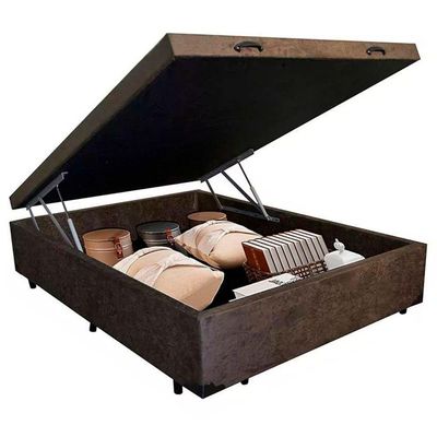 Cama Box Baú Viúva Serene Suede Marrom 128x188x44