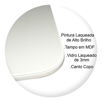Mesa Jantar Pandora Tampo Retangular Laca Com Vidro 100x70cm Branco