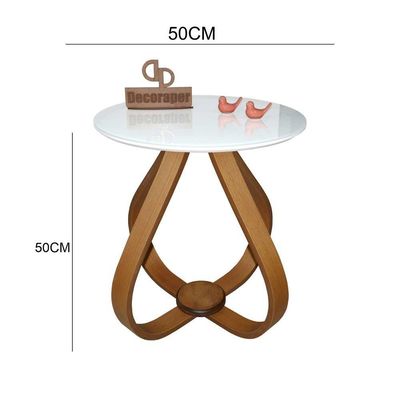 Mesa Lateral Cebola Com Vidro 50cm Branco 50cm