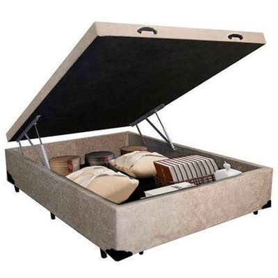 Cama Box Baú Viúva Serene Suede Bege 128x188x44