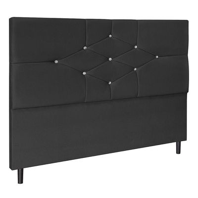Cabeceira T Cross Preto Estofada Para Cama Box Casal King Size 195cm Quarto Luxo