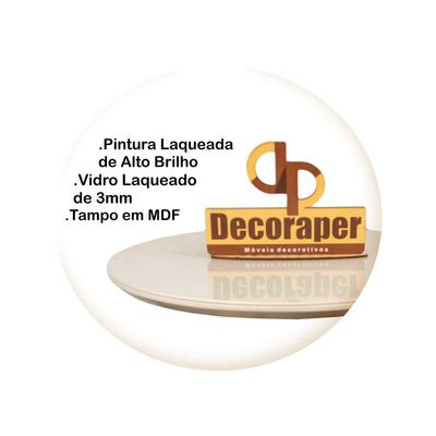 Mesa De Canto Pés Palito Amadeirado Com Tampo Vidro 60cm Off White 70cm