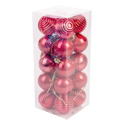 Bola De Natal Vermelha Kit Mista 5cm - 20 Unidades