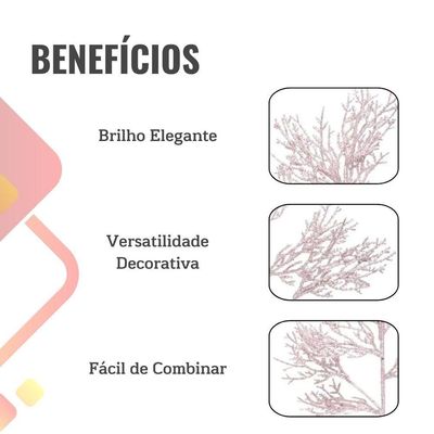 Galho Glitter Rosé Gold Grande Decoração Natal - 1 Unidade