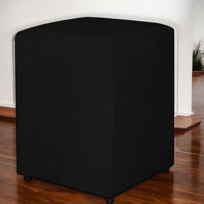 Puff Quadrado Tecido Suede Preto