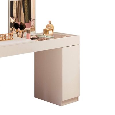 Escrivaninha Penteadeira Camarim Mesa De Maquiagem Com Espelho Love Branco-cinamomo Mel - Mabe Magazine