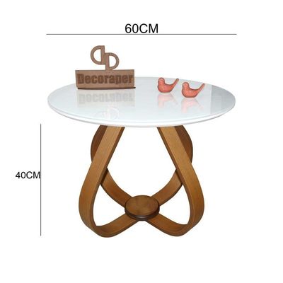 Mesa De Centro Cebola Com Vidro 60cm Branco 40cm
